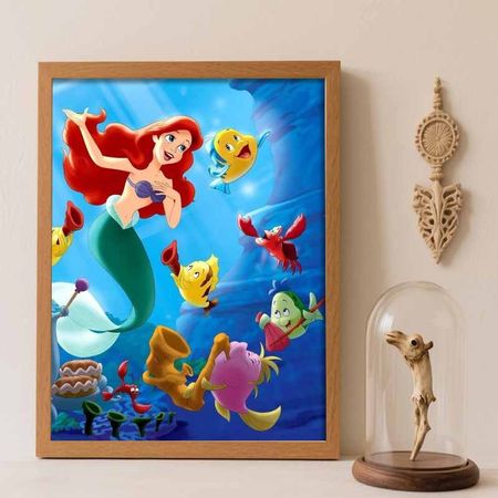 Disney Diamond Painting 5D DIY The Little Mermaid Diamond Painting Art Diamond Painting Kit Adult/Beginner Gift Idea Home Decor Round 20x30cm