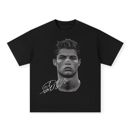 Tthirts Cristiano Ronaldo Pure Cotton Americanstyle Streets Both Sexes Fashionable Vintage Print Shortsleeved Tshirt XL