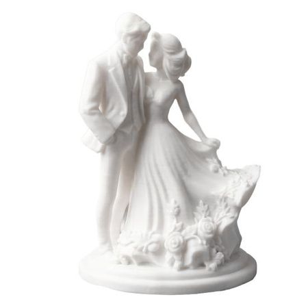 Романтическая фигурка пары 3D-печатная статуэтка влюбленных с костюмом жениха и свадебным платьем невесты Подарок на годовщину, День святого Валентина для мужа, жены белый