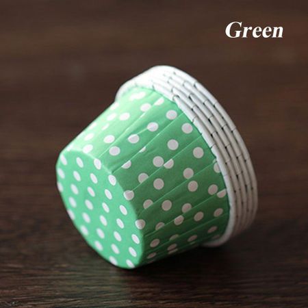 100PCS New Grease-proof Dot Decorate Muffin Cup Pan Case Paper Cupcake Liner Baking Wrapper Green