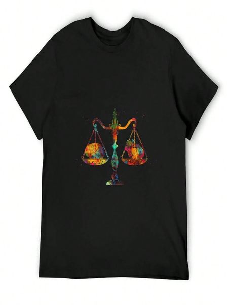 Balance Scale T-Shirt Man T Shirt Customs T-Shirts Man Summer Clothes unisexs Graphic T-Shirts Big And Tall S разноцветный