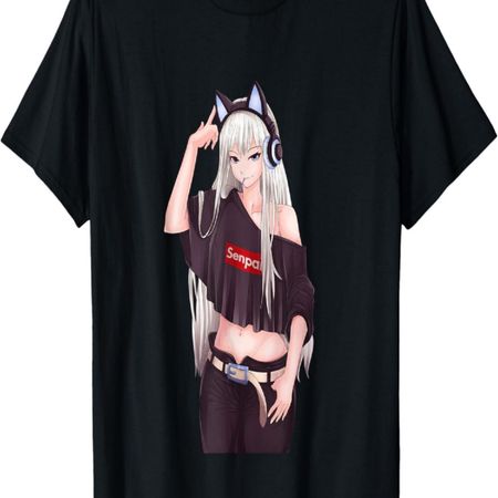 Ecchi Anime Girl Waifu for Otakus T-Shirt S чёрный
