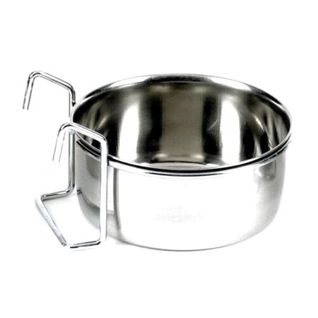 Pet Cat Stainless Steel Puppy Clamp-on Water Drinker Dog Feeding Bowl Bird Feeder Cage Cup 10x4.5 cm