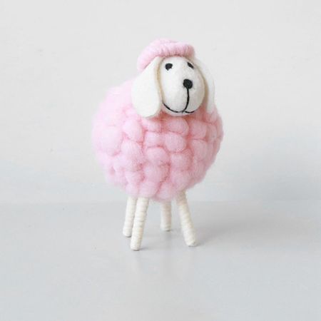 Felt Sheep Party Supplies Birthday Home Furnishings Figurines Desktop Decor Mini Table Ornament M розовый