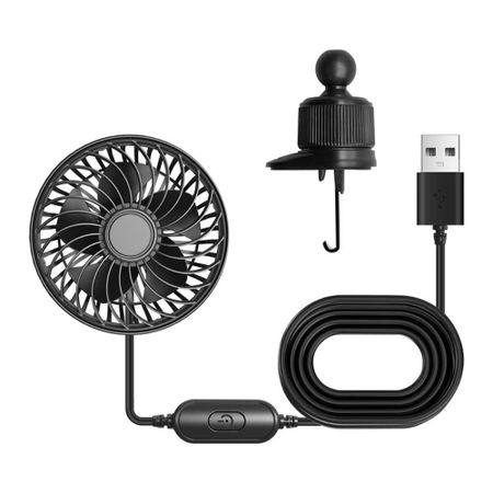 360 Degree Car Air Outlet Fan Adjustable Angle Car USB Cooling Fan  Vehicle Interior чёрный