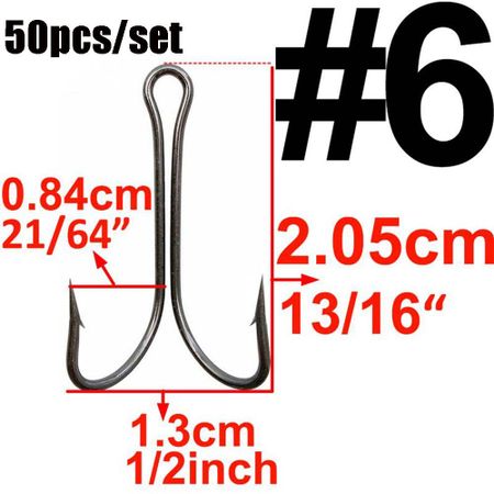 High Quality Size 1 2 4 6 8 Durable Head Jig Bass Fishook Fly Tying  Fish Bait Double Fishing Hook 6