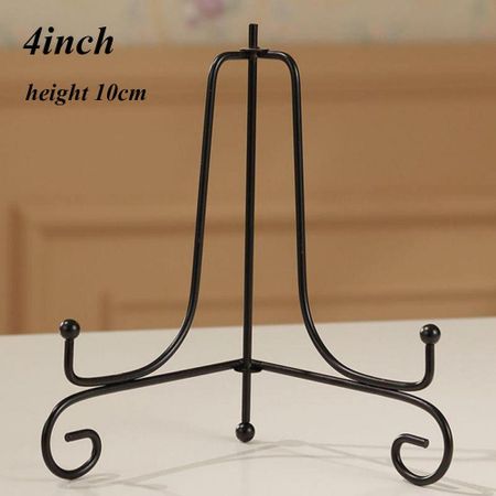 Craft Bracket Bowl Picture Frame Book Holder Easel Black Iron Plate Rack Display Stand 4inch(10cm)