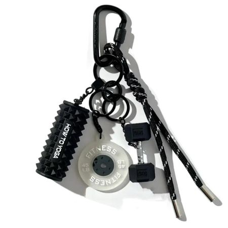 Water Cups Barbell Plates Keychain Detachable Fitness Series Pendant  Bodybuilder Style 1 Black