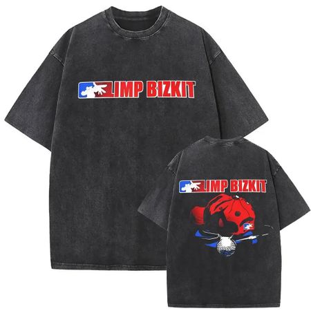 Винтажная футболка с графикой Limp Bizkit, мужская/женская, хип-хоп, повседневная, оверсайз, с коротким рукавом, унисекс, уличная одежда#Цвет(4) S чёрный