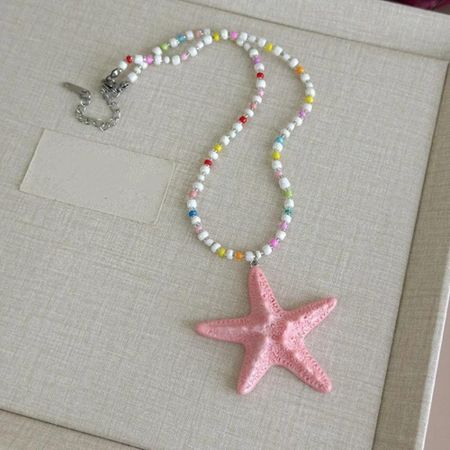 Beach Surfer Starfish Choker Bohemian Summer Clavicle Chain Fashion Trendy Beach Necklace  Gift розовый