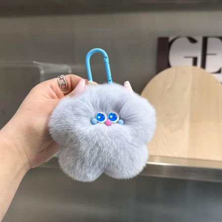 Мягкий брелок из искусственного кроличьего меха, подвеска-шар, забавный брелок для ключей в виде мороженого, для девочки style F
