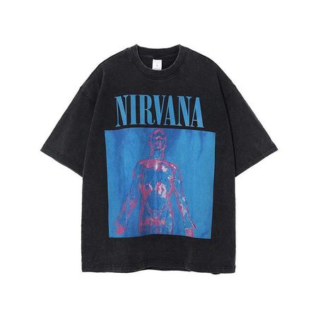 benber vintage style ARTIE Mens Retro Nirvana Printed LooseFit ShortSleeve T M