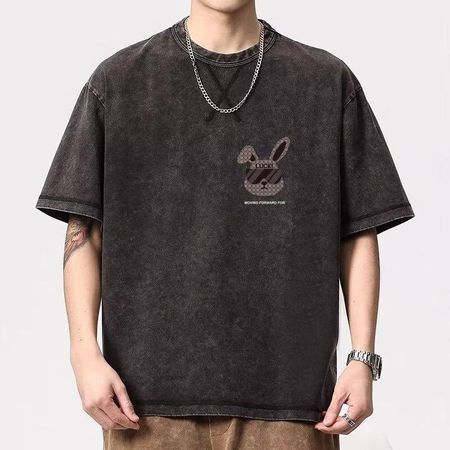 benber vintage style MenS HipHop Style Round Neck Bottoming    Casual Loose ShortSleeved T Men Ins Style M
