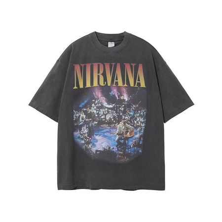 benber vintage style ARTIE Mens  Spring Retro Nirvana Band Inkjet Print T M