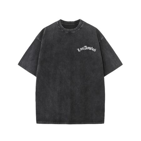 benber vintage Korean Style Washed Loose Fit Letter Print Short Sleeve TShirt Vintage Soft Cotton Casual S