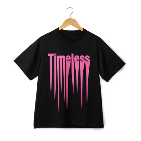 Timeless   Art Font Casual T-Shirt Mens Womens Tees Top, Unisex in Black and White 2XL