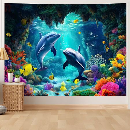 Гобелен «Подводный мир» 75x100 чёрный