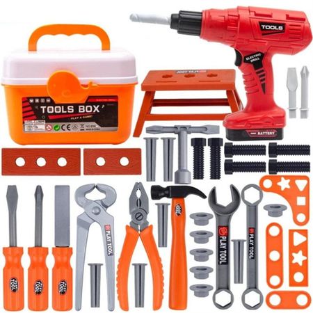 Power Construction Repair Tools Toys Electric Toy Drill Children s Tool Set  Puzzle Toys 42Pcs
