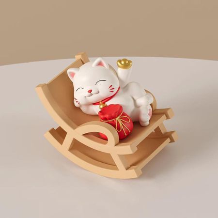 Resin Pig Rocking Chair Ornaments Miniature Figurine Cartoon Animal Model Toy  Car Interior Style G