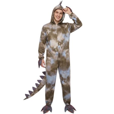 Dinosaur Cosplay Costume For Halloween Party With Soft Fabric And Street Style For Kids 130 зелёный