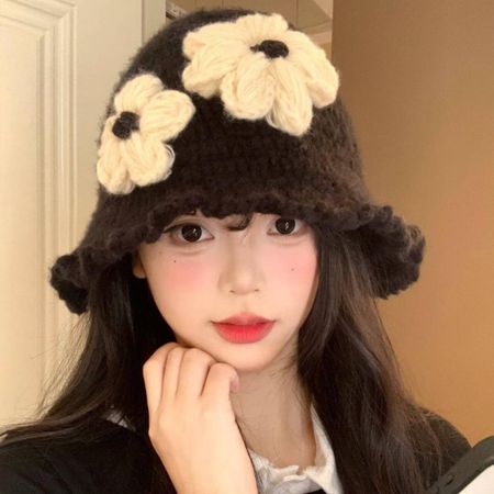 Korean Style Flower Weave Cap Handmade Bowknot Beanies Hat  Apparel Accessories Style3
