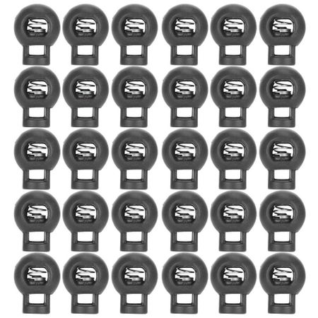 300pcs Single Hole Spring Clip Spring Loaded Toggle Stopper Buttons Cord Locks  Luggage Accessories чёрный