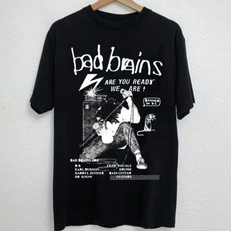 Bad Brains Band Graphic Tee Cotton Soft Comfortable Black Short Sleeve Shirt with Concert Dates Soft Comfortable Tee 4XL