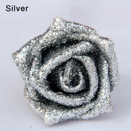 Roses with Glitter Powder Bride Bouquet Foam Roses Artificial Flowers Decoration Artificial Roses