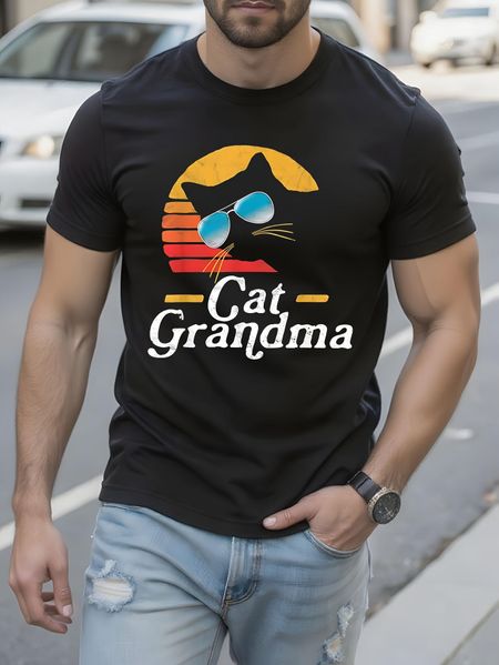 Vintage 80s Retro Graphic Tshirt - Cat Grandma and Fashio... S разноцветный