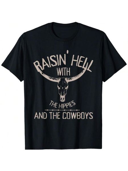 Western Cowhide Cowgirls Graphic Tees Summer Tshirt Short Sleeve Casual Black S разноцветный