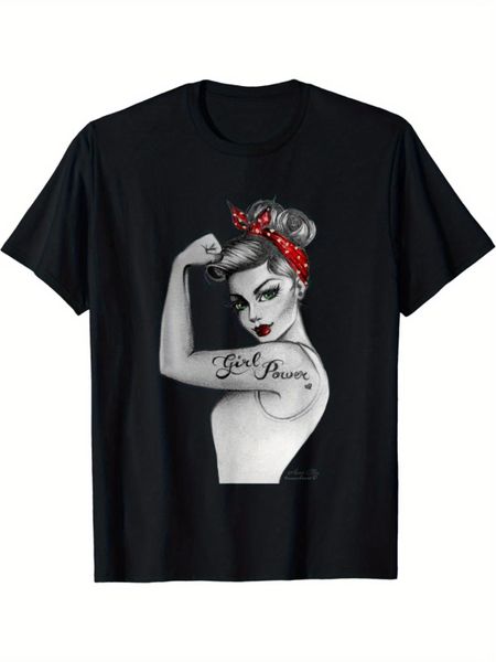 Power Modern Rosie Pin up Retro Art by Anne Cha Womens T-Shirt S разноцветный