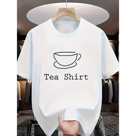 Европейский размер Футболка  Культура чая  - Забавная надпись  Tea Shirt  с рисунком чашки чая, Круглый вырез, короткий рукав, Повседневный летний топ для любителей чая S разноцветный