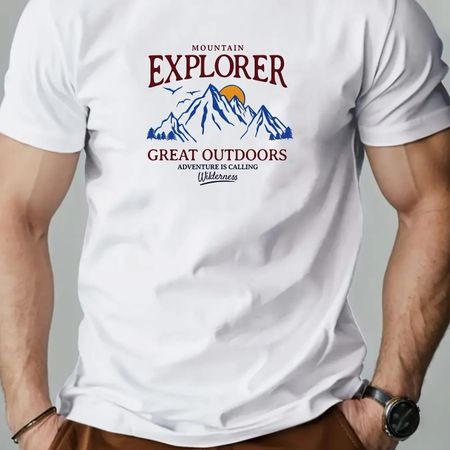 Men s  Mountain Explorer Great Outdoors  Graphic Tee Outdoor Adventure Cotton Casual Tops S разноцветный