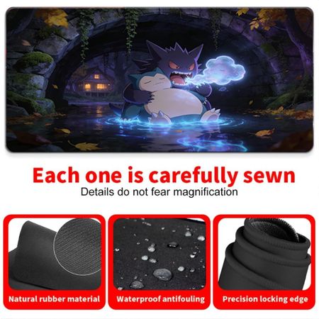 Cozy Cottage Pikachu Moon Night Gaming Desk Mat NonSlip Washable 30x80x0.2cm
