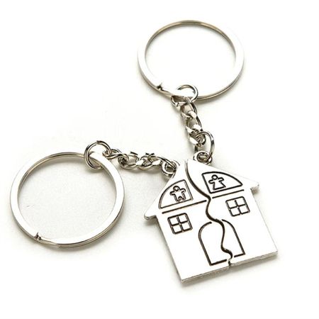 Stainless Steel Lovers Keyring Engraved House Keyring Fashion Couple Keychain  Jewelry House