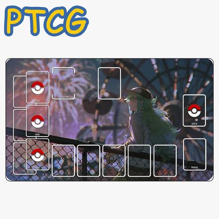 XXMm Diy Ptcg Trainer N Card Battle Mat Ptcg N Single Player Board Game Card Duel Plate Battle Mat Anime Cards Gift Toys 30x80x0.2cm
