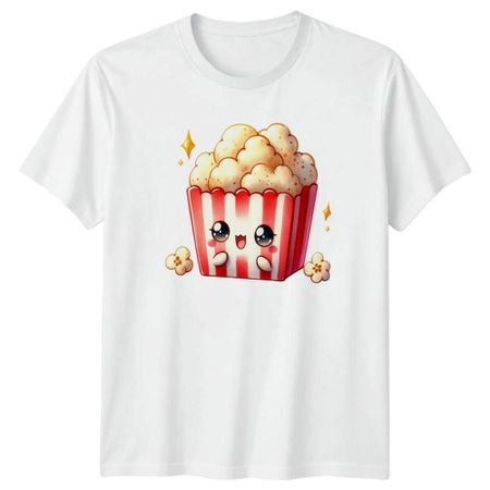 Happy Kawaii Popcorn Movie Snack TShirt Kawaii Food Cinema Birthday Gift S