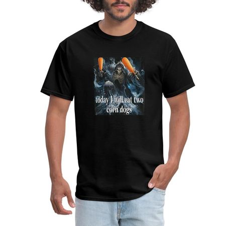 Today I Will Eat Two Corn Dogs | Skeleton Meme | Funny Men s T-Shirt XL