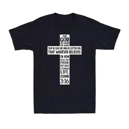 John 3:16 Bible Verse Cross T-shirt Christian Jesus Gospel Vintage Men s T-Shirt XL