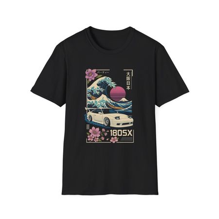 180SX JDM Drift Car T-Shirt Great Wave Japan Style Sakura Street Tee XXXXL