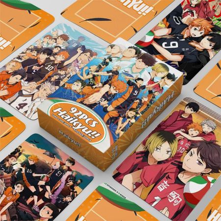 Haikyuu Фотокарточки 60 шт. Наклейки 32 шт. Аниме товары с персонажами Старшая школа Карасуно Некома