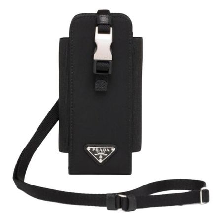 Prada Re-Nylon brand logo snap lock fabric cell phone bag women s black чёрный