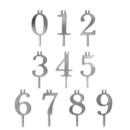 Reusable Metal Number Candle Holders Digital Birthday Candles Stand  Family Gathering серебряный