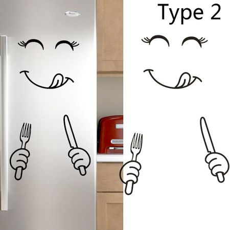 Smile Face Gadget Cute Fridge Sticker Refrigerator Decal Wallpaper Home Decor Type 2