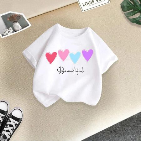 Girls shortsleeved tshirt new summer crew neck top girls foreign summer clothing childrens halfsleeved childrens clothing 110