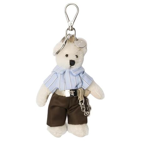 Prada Teddy metal triangle logo bear shape bag peripheral men s white золотой