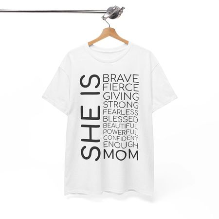 She Is Mom vertical layout T-shirt Tops Tees Unisex | Vintage Retro Mother | Cute Mom Gift Shirt S