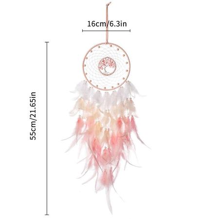 1PC Pink Dream Catcher Vintage Wind Chime Hanging Ornament Home Decor Indian Natural Stone Tree Of Life Dream Catcher Wall Decor