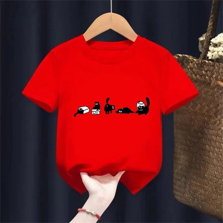 Five Mood Cats TShirts Cat Mom Tee Funny Cotton Short Sleeve Cat Lovers T Shirt kids Casual O Neck Summer Tops 100