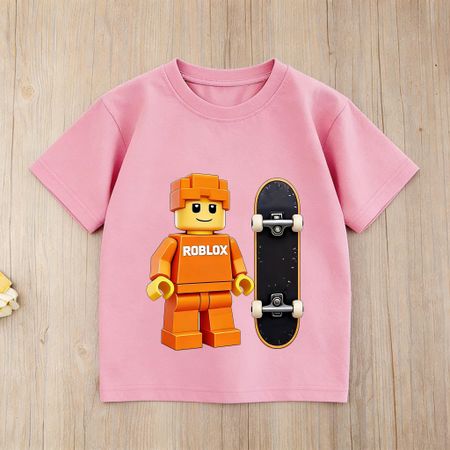Мальчики Roblox Геймерская Футболка Скейтборд Мультяшная Графическая Футболка Детская Повседневная Хлопковая С Коротким Рукавом Летние Топы 100